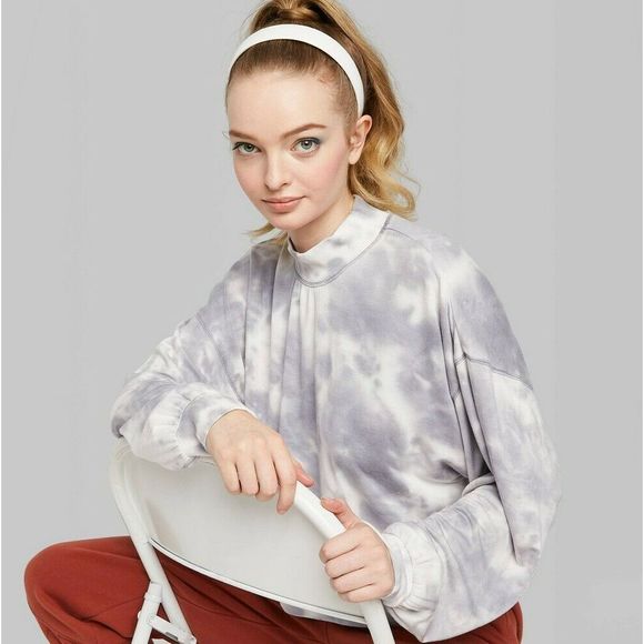 Wild Fable | Mock Turtleneck Tie Dye Crop Shirt L